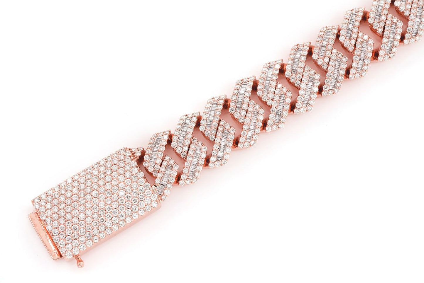 16MM RAISED BAGUETTE CUBAN LINK BRACELET 14K   17.25CTW