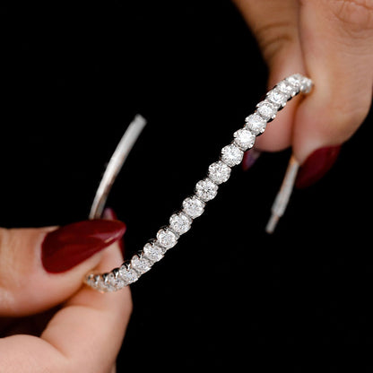 15PT DIAMOND FLEX BANGLE TENNIS BRACELET 3.75CTW 14K SOLID GOLD