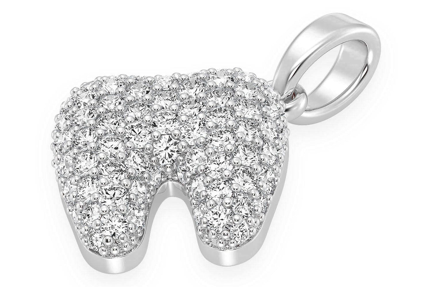 PANDANT DINTE CU DIAMANT ȘI DENTIST, AUR MASIV DE 14K, 0,50 CT