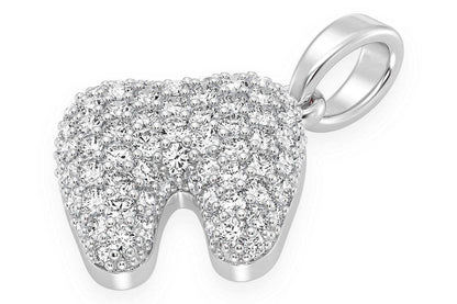 PANDANT DINTE CU DIAMANT ȘI DENTIST, AUR MASIV DE 14K, 0,50 CT