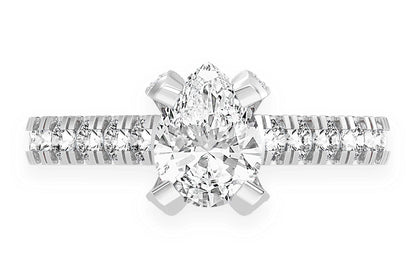 THINN - 1.00CT PEAR SOLITAIRE - SINGLE ROW SCALLOP - DIAMOND ENGAGEMENT RING