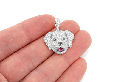PANDANT LABRADOR RETRIEVER CU DIAMANT AUR MASIV DE 14K 2.50CT