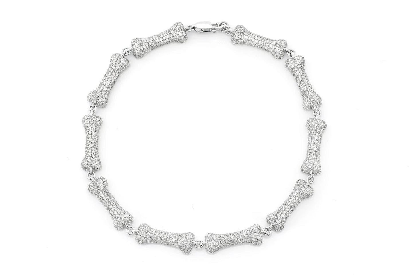 DOG BONE ETERNITY DIAMOND BRACELET 14K SOLID GOLD 5.50CTW