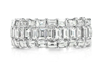 3 ROW BAGUETTE PRONG SET DIAMOND RING 14K SOLID GOLD 2.35CTW