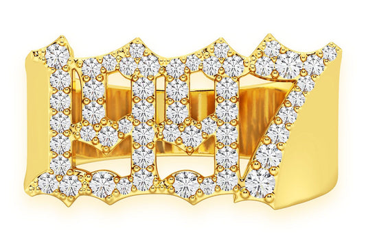 CUSTOM DATE OF BIRTH DIAMOND RING 14K SOLID GOLD 0.60CTW