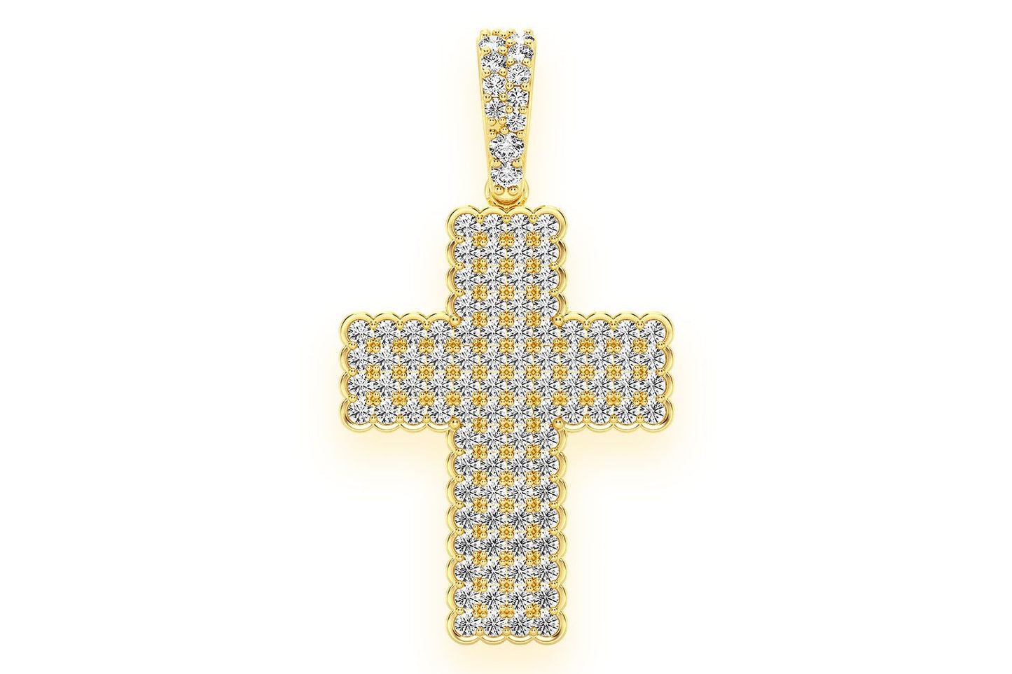 HALF BEZEL CROSS DIAMOND PENDANT 14K SOLID GOLD 0.75CTW