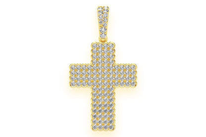 HALF BEZEL CROSS DIAMOND PENDANT 14K SOLID GOLD 0.75CTW