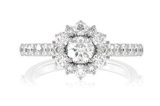 TWO LAYER CLUSTER HALO DIAMOND ENGAGEMENT RING - 1.00CTW