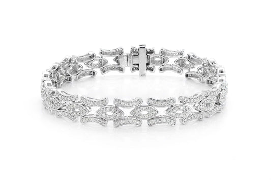 OVAL CURVED LINE LINK DIAMOND BRACELET 14K SOLID GOLD 2.50CTW