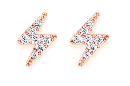 LIGHTNING BOLT STUD DIAMOND EARRINGS 14K SOLID GOLD 0.10CTW