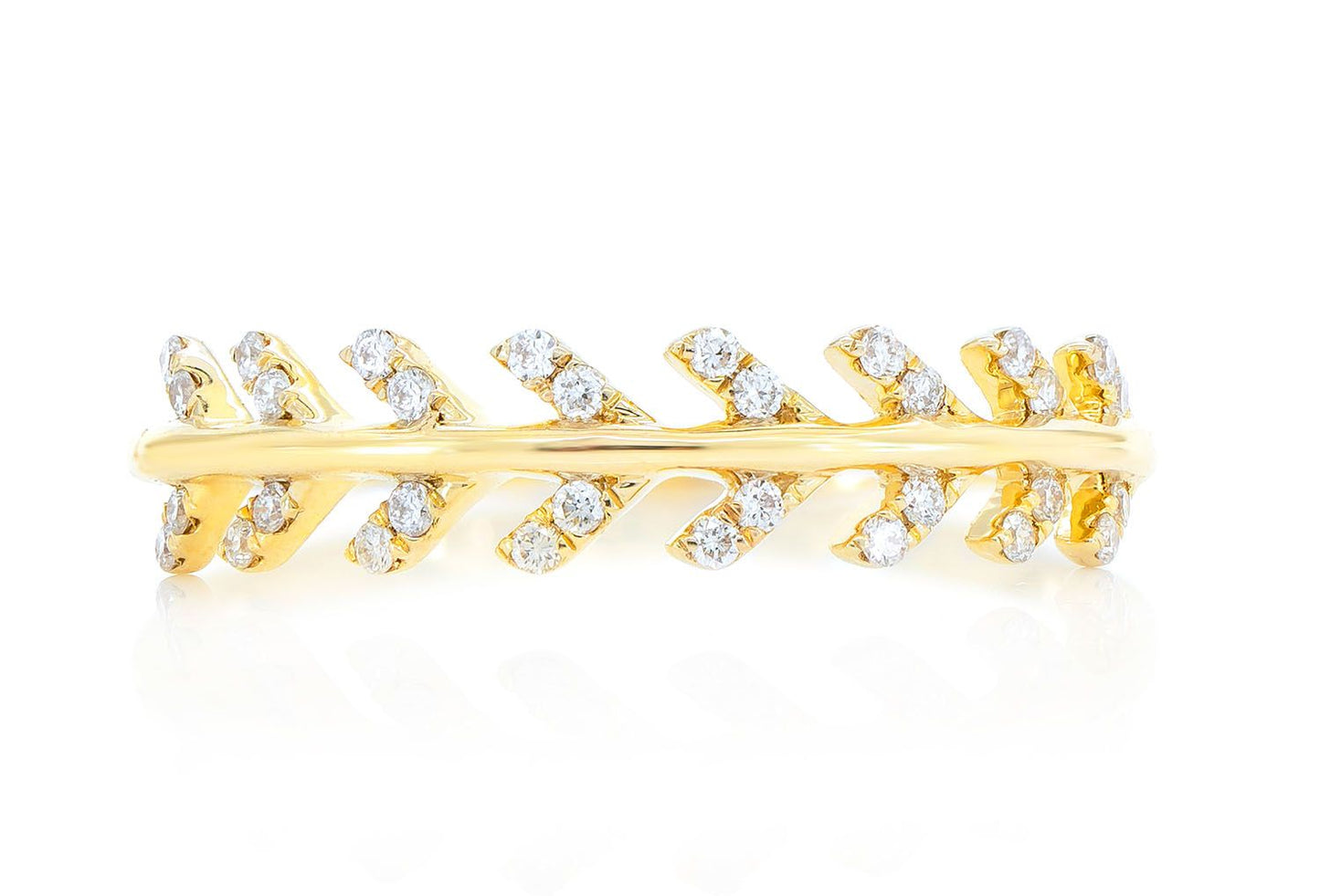 LEAF STACKABLE WEDDING BAND 14K SOLID GOLD .15CTW