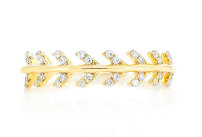 LEAF STACKABLE WEDDING BAND 14K SOLID GOLD .15CTW