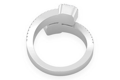 BORDER BAGUETTE CROSSOVER DIAMOND RING 14K SOLID GOLD 1.00CTW
