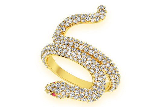 SNAKE DIAMOND RING 14K SOLID GOLD 2.15CTW