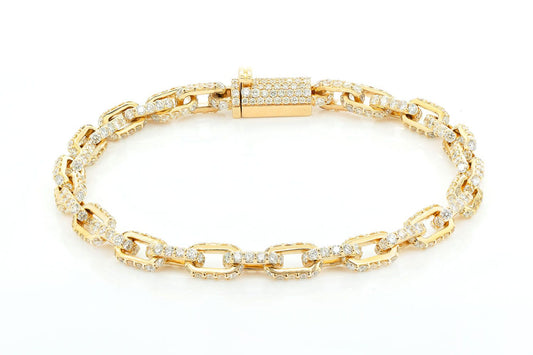 ROLO DIAMOND BRACELET 14K SOLID GOLD 12.00CTW