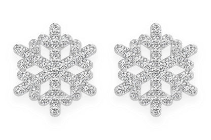 CERCEI CU ȘTIRI FULG DE ZĂPADĂ, AUR MASIV DE 14K, 0.20CT