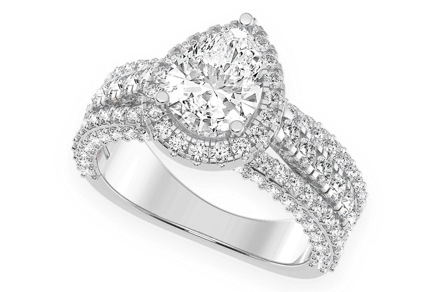 1.50CT PEAR SOLITAIRE - THREE ROW - DIAMOND ENGAGEMENT RING