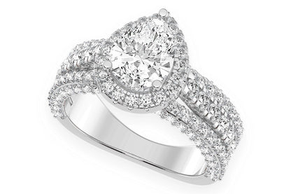 1.50CT PEAR SOLITAIRE - THREE ROW - DIAMOND ENGAGEMENT RING