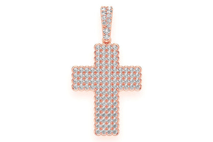 HALF BEZEL CROSS DIAMOND PENDANT 14K SOLID GOLD 0.75CTW