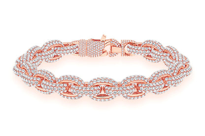 10MM ELONGATED ROLO DIAMOND BRACELET 14K SOLID GOLD 13.70CTW