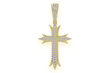 PANDANT DECO CROSS CU DIAMANT, AUR MASIV DE 14K, 3,75 CT