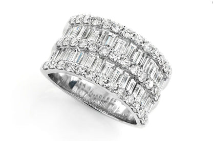 INEL CU 2 RÂNDURI DE BAGHETĂ ȘI DIAMANTE ROTUNDE, AUR MASIV DE 14K, 2,65 CT