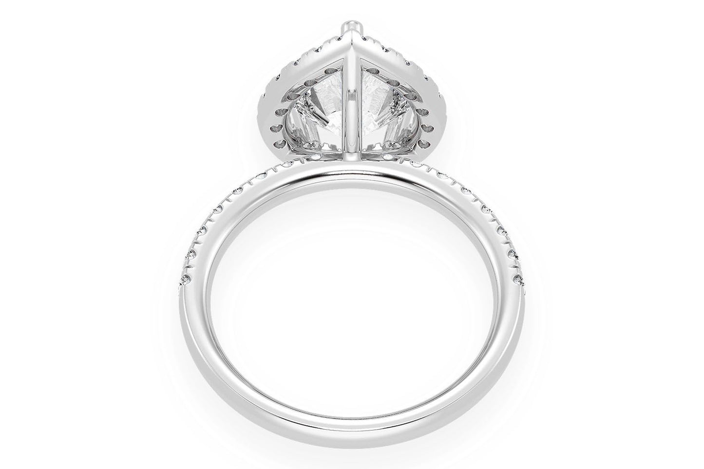 THAV - 2.00CT PEAR SOLITAIRE - SCALLOP HALO ONE ROW - DIAMOND ENGAGEMENT RING