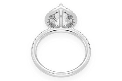 THAV - 2.00CT PEAR SOLITAIRE - SCALLOP HALO ONE ROW - DIAMOND ENGAGEMENT RING