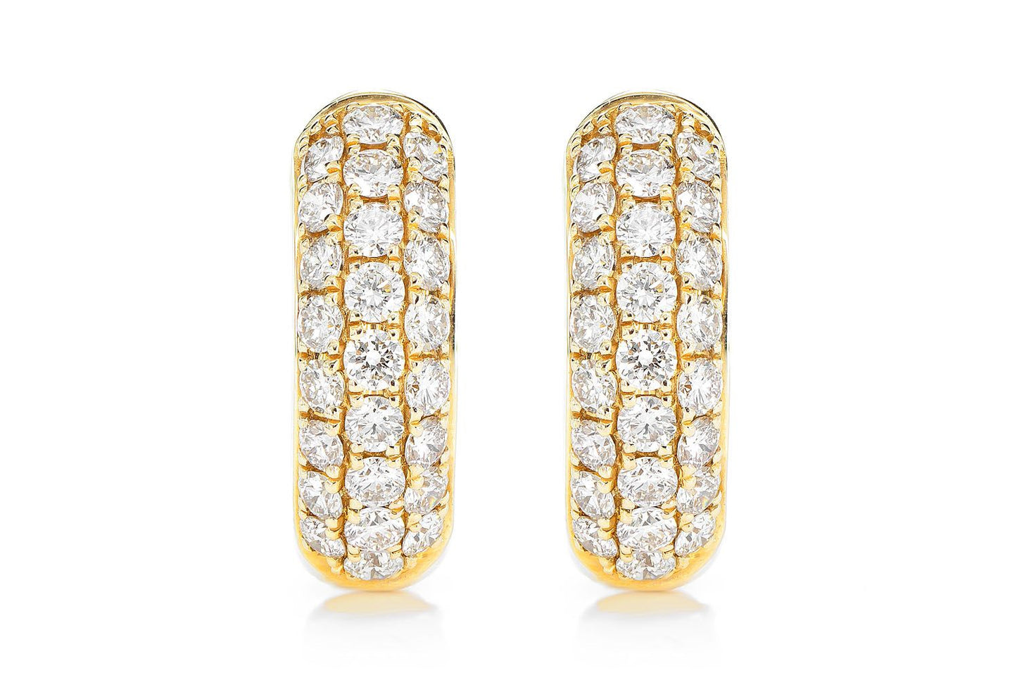 THREE ROW BUBBLY HOOP DIAMOND EARRINGS 14K SOLID GOLD 1.25CTW