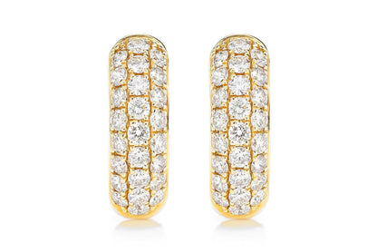 THREE ROW BUBBLY HOOP DIAMOND EARRINGS 14K SOLID GOLD 1.25CTW