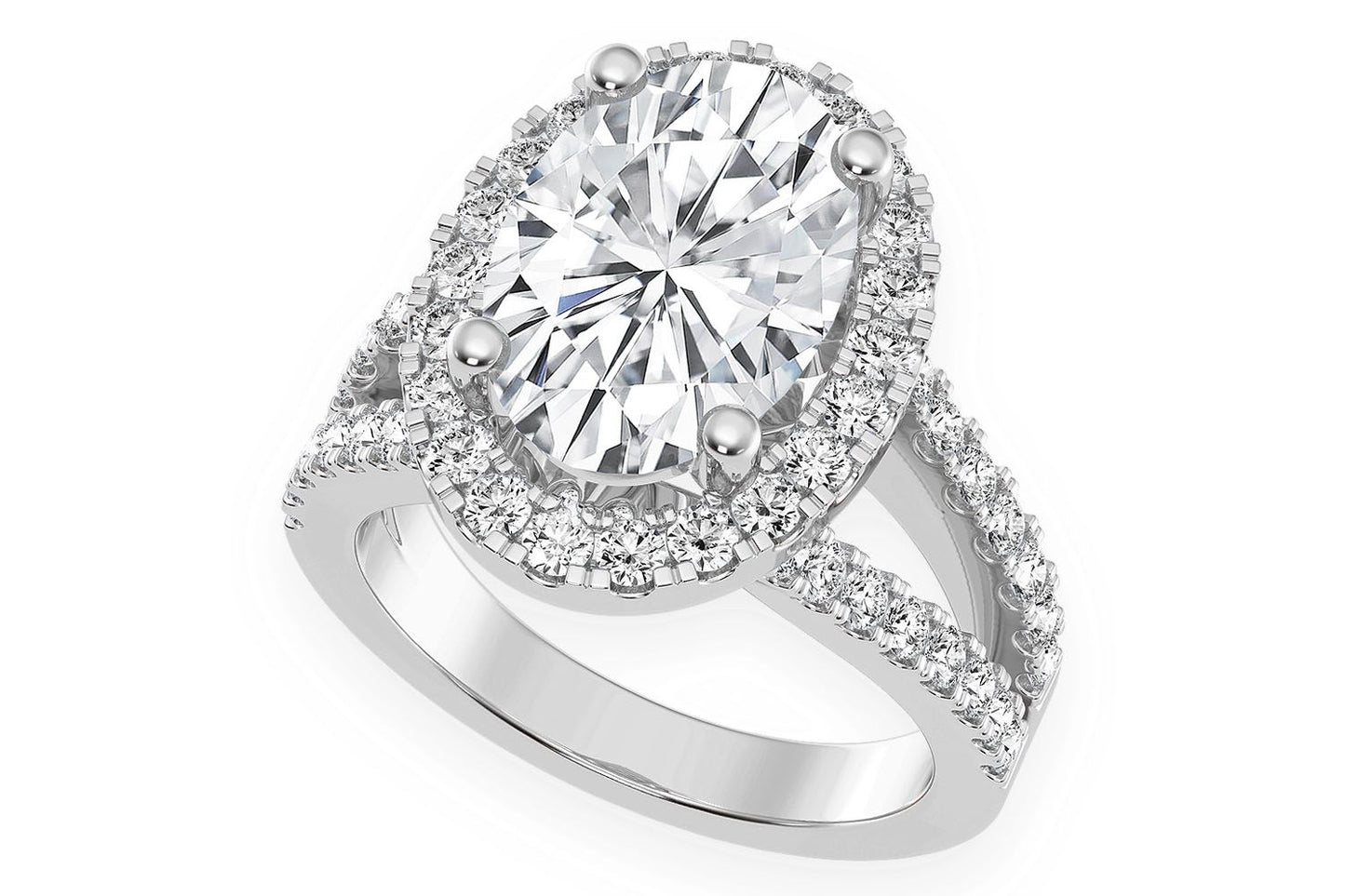 3.00CT OVAL SOLITAIRE - TWO ROW SPLIT - DIAMOND ENGAGEMENT RING