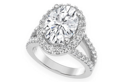 3.00CT OVAL SOLITAIRE - TWO ROW SPLIT - DIAMOND ENGAGEMENT RING