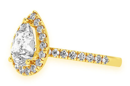 THAV - 1.50CT PEAR SOLITAIRE - SCALLOP HALO ONE ROW - DIAMOND ENGAGEMENT RING