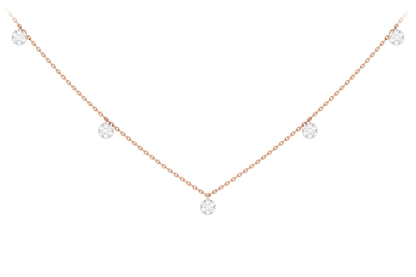 DIAMOND DISC STATION NECKLACE 14K SOLID GOLD 0.20CTW