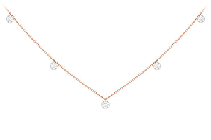 DIAMOND DISC STATION NECKLACE 14K SOLID GOLD 0.20CTW