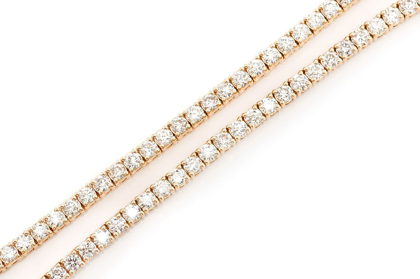 8PT PRONG SET TENNIS NECKLACE 14K SOLID GOLD 16.50CTW