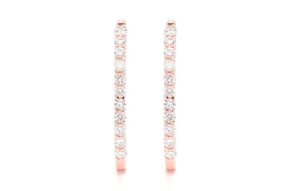 OVAL HALF HOOP DIAMOND EARRINGS 14K SOLID GOLD 0.25CTW