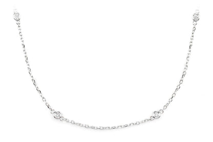 TEN STONE STATION BEZEL DIAMOND NECKLACE 14K SOLID GOLD 0.30CTW