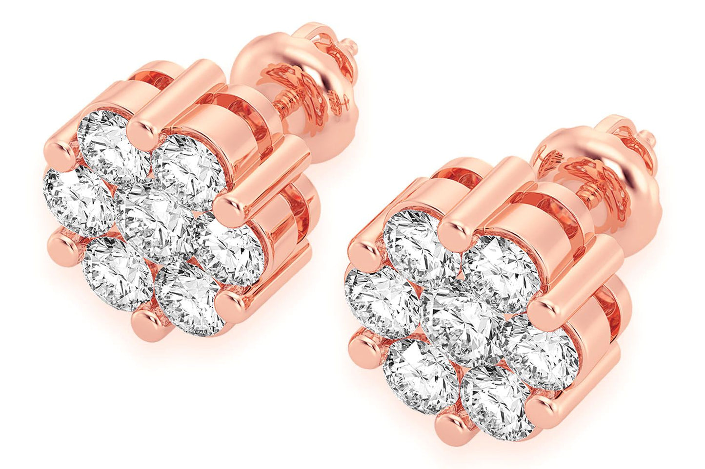 CERCEI CU DIAMANTE ȘI FLOARE DE 4.00 CT, AUR MASIV DE 14K