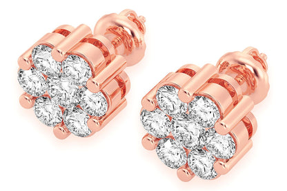 CERCEI CU DIAMANTE ȘI FLOARE DE 4.00 CT, AUR MASIV DE 14K