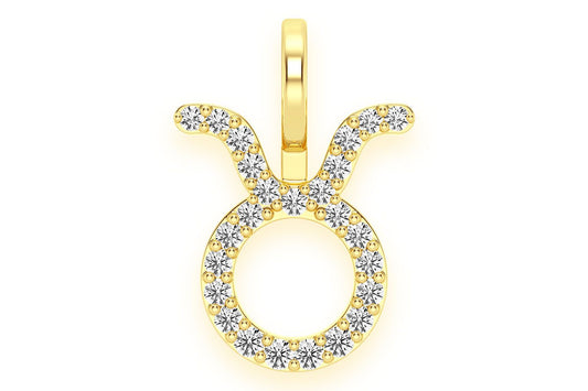 TAURUS ZODIAC DIAMOND PENDANT 14K SOLID GOLD .10CTW