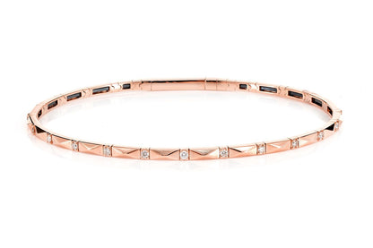 POINTED RECTANGLE FLEX DIAMOND BANGLE BRACELET 14K SOLID GOLD 0.20CTW