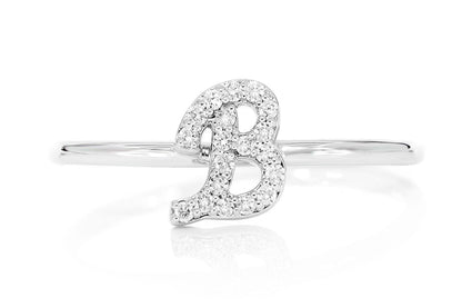 INEL CU DIAMANT CU LITERA CURSIVĂ B, AUR MASIV DE 14K, 0.05CT