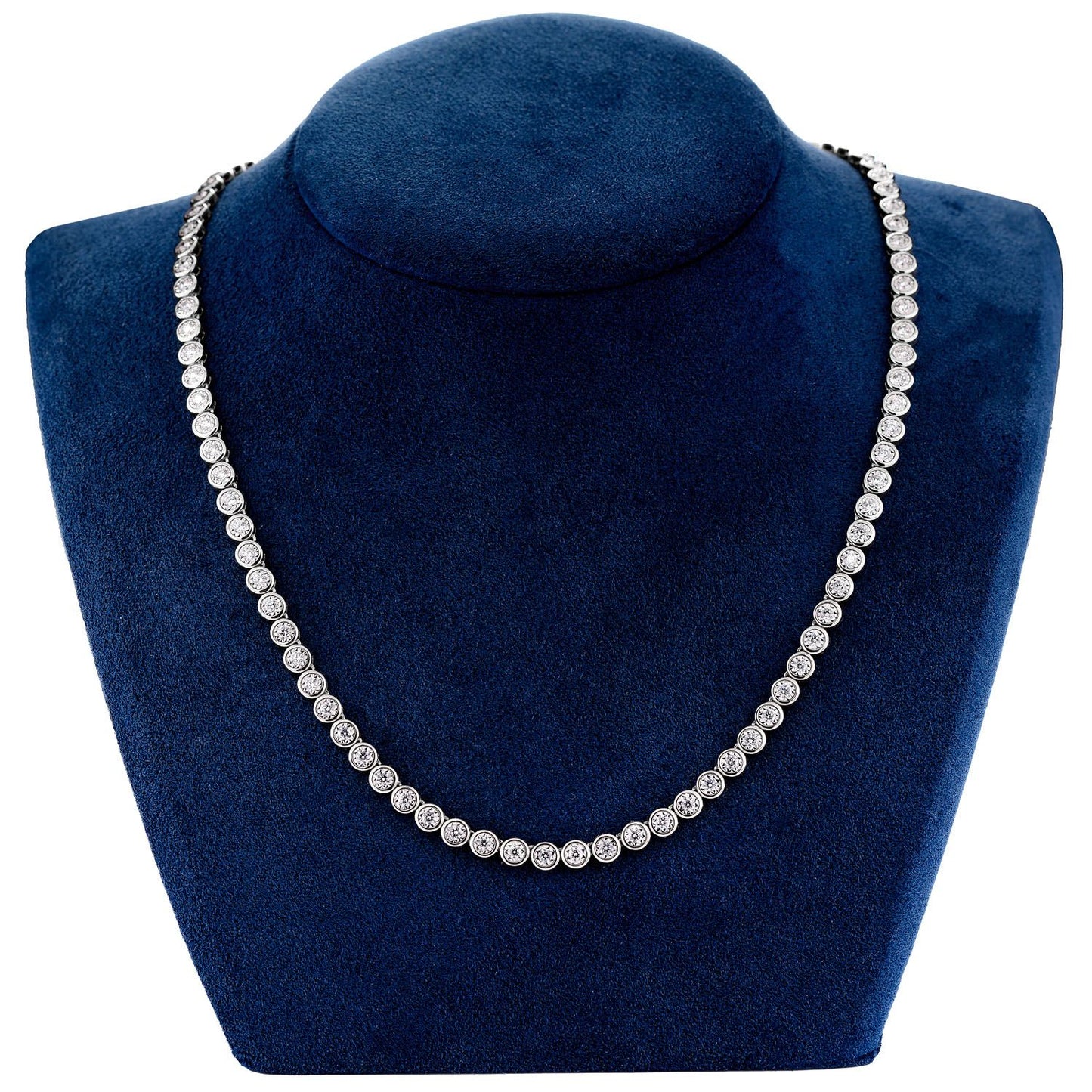 BEZEL SET MIRACLE DIAMOND TENNIS NECKLACE 14K SOLID GOLD 5.66CTW
