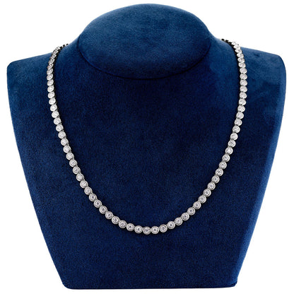 BEZEL SET MIRACLE DIAMOND TENNIS NECKLACE 14K SOLID GOLD 5.66CTW