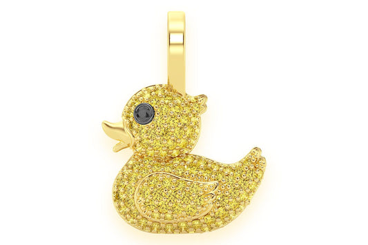 RUBBER DUCKY YELLOW DIAMOND PENDANT 14K SOLID GOLD .40CTW