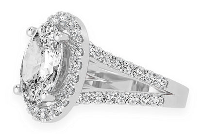 3.00CT OVAL SOLITAIRE - TWO ROW SPLIT - DIAMOND ENGAGEMENT RING