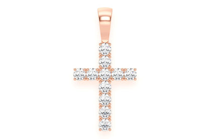 SOLITAIRE CROSS DIAMOND PENDANT 14K SOLID GOLD 1.00CTW