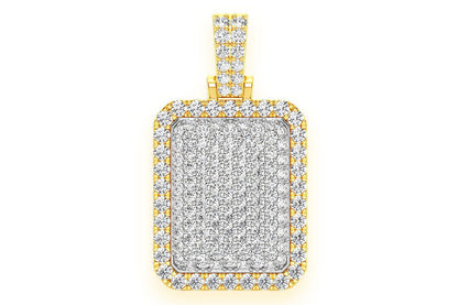 Pandantiv pernă cu diamant dublu, aur masiv de 14K, 3.00 ct