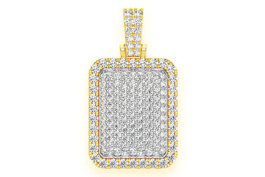 PILLOW DOUBLE LAYER DIAMOND PENDANT 14K SOLID GOLD 3.00CTW